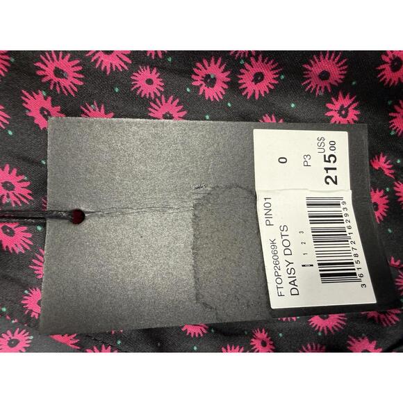 The Kooples Daisy Dots Silk Blouse Size 0 (US XS) Black Pink NWT - Picture 7 of 9